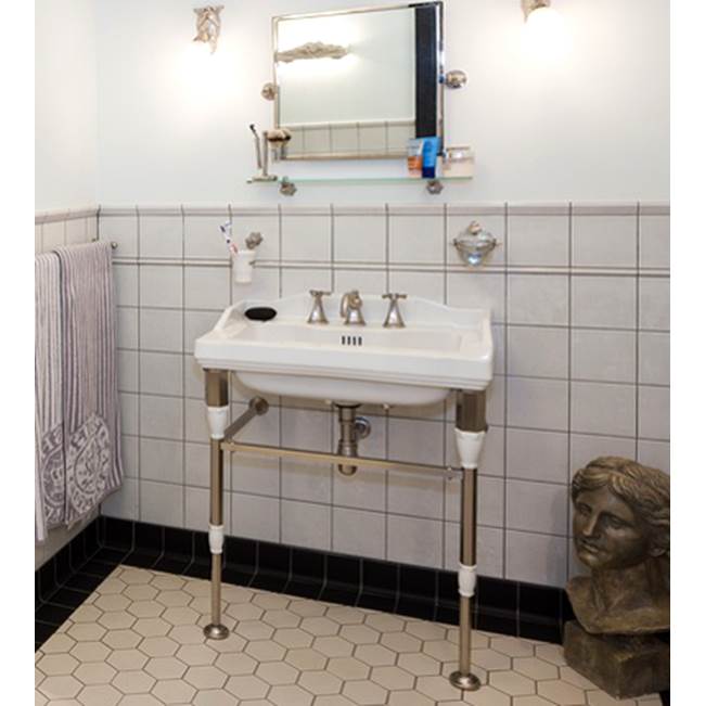 Herbeau ''Monarque'' Metal Washstand With White Ceramic Accents Only in Antique Lacquered Copper