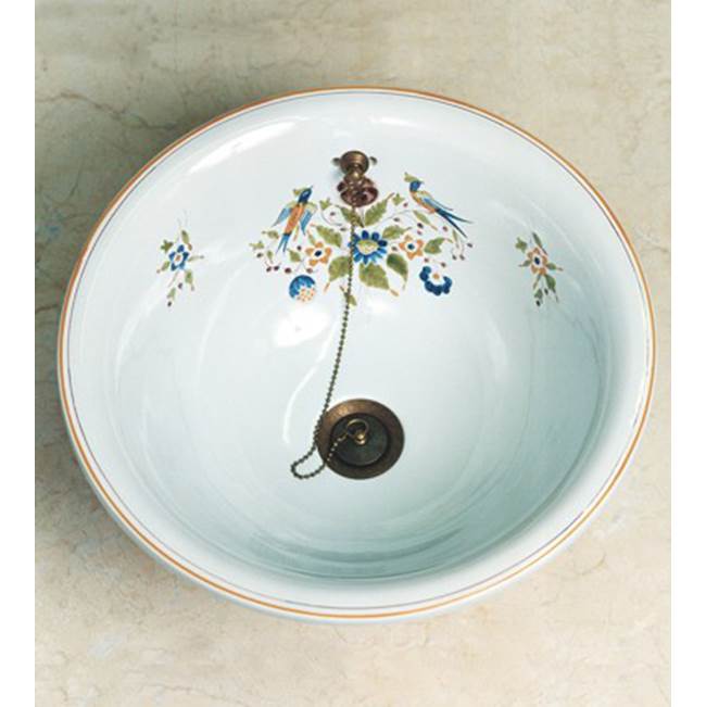 Herbeau ''Sambre'' Ceramic Round Countertop Lavatory Bowl in Moustier Polychrome