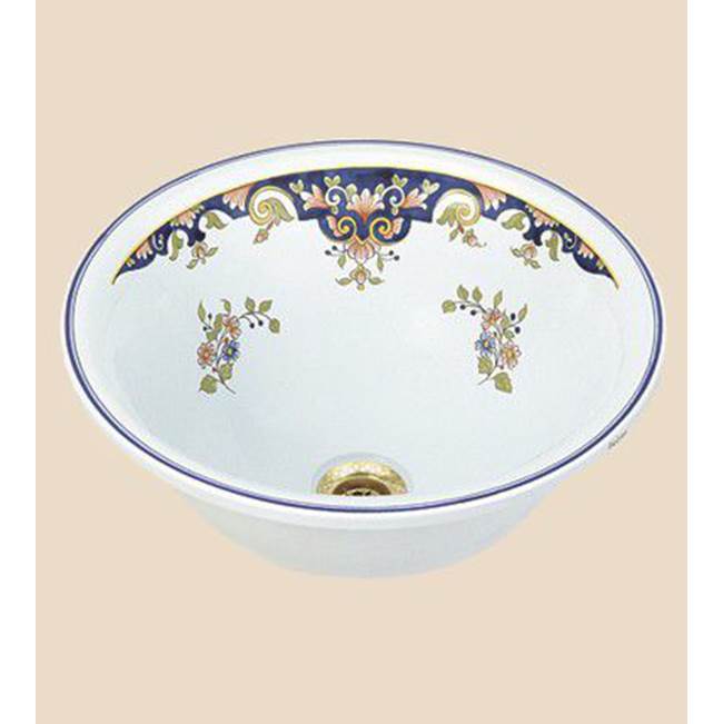 Herbeau ''Sambre'' Ceramic Round Countertop Lavatory Bowl in Sceau Bleu