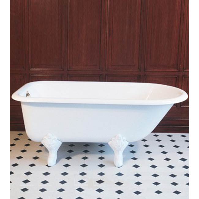 Herbeau Cast Iron ''Retro'' 5 Foot Bathtub and Cast Iron Feet in Moustier Polychrome