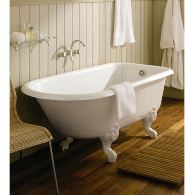 Herbeau Cast Iron ''Retro'' 5 1/2 Foot Bathtub and Cast Iron Feet in Moustier Polychrome