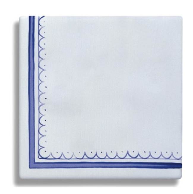 Herbeau ''Duchesse'' Corner Border Pattern Tile in Sceau Bleu
