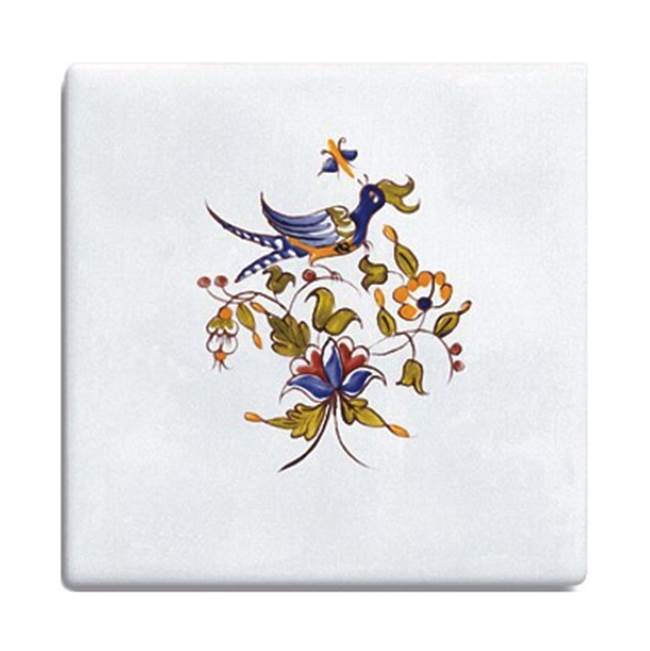Herbeau ''Duchesse'' Large Central Pattern Tile in Moustier Polychrome