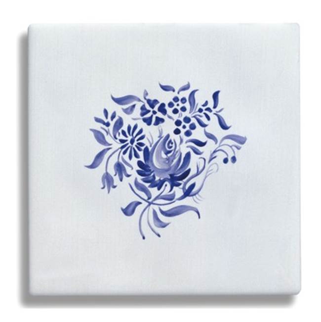 Herbeau ''Duchesse'' Large Central Pattern Tile in Sceau Bleu