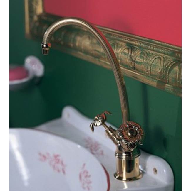 Herbeau ''Verseuse'' Deck Mounted Mixer with Cloverleaf Handles in Polished Lacquered Copper