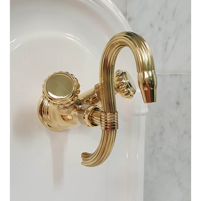 Herbeau ''Pompadour Verseuse'' Wall Mounted Mixer in Weathered Brass