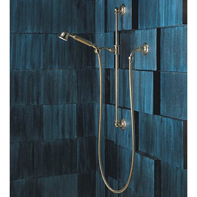 Herbeau ''Pompadour'' Shower Combination on Sliding Bar with 1/2'' Wall Elbow in Solibrass