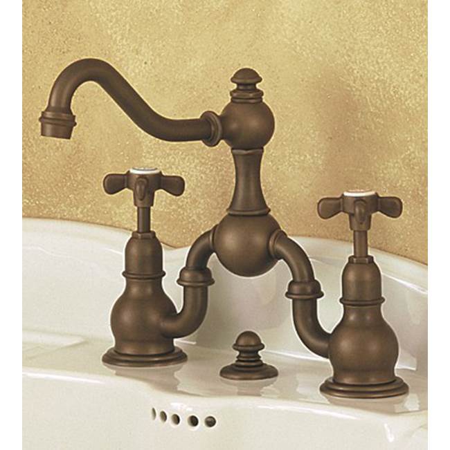 Herbeau ''Royale'' 2-Hole Basin Set without Waste in Antique Lacquered Brass