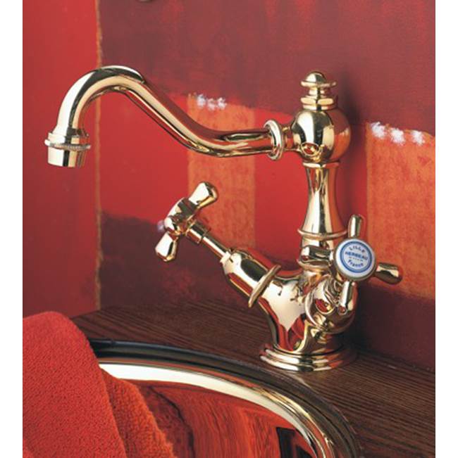 Herbeau ''Royale'' Single-Hole Basin Mixer without Pop-up Waste in Polished Nickel