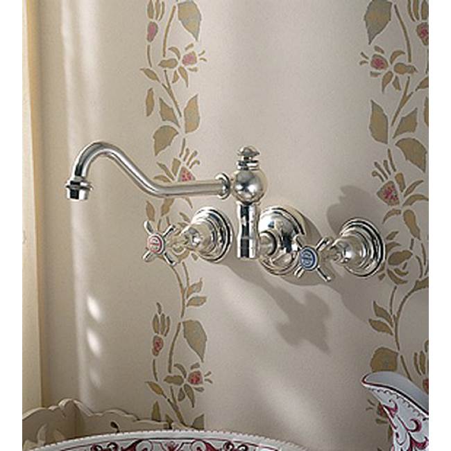 Herbeau ''Royale'' Wall Mounted 3-Hole Kitchen Mixer in French Weathered Brass