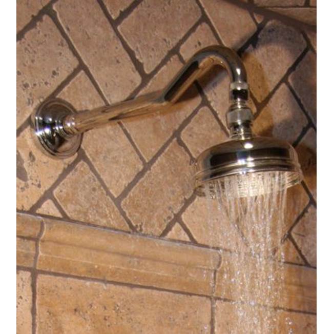 Herbeau ''Royale'' Wall Mounted Showerhead, Arm and Flange in Polished Lacquered Copper