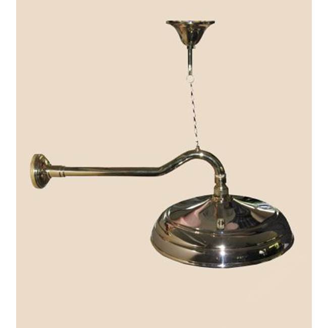 Herbeau ''Royale'' Wall Mounted Showerhead, Arm and Flange in Polished Lacquered Copper