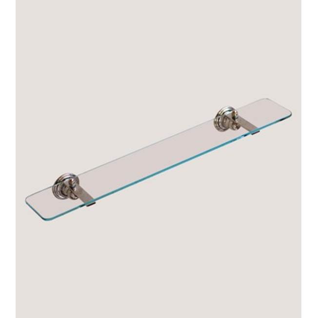 Herbeau ''Royale'' Glass Shelf with Metal Brackets in Antique Lacquered Copper