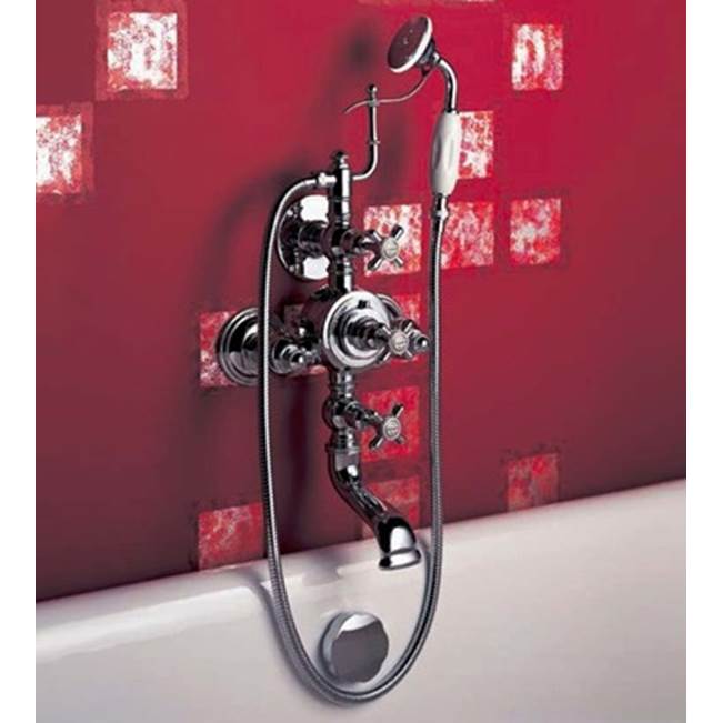 Herbeau ''Royale'' Exposed Tub and Shower Thermostatic Mixer Wall Mounted in Weathered Brass