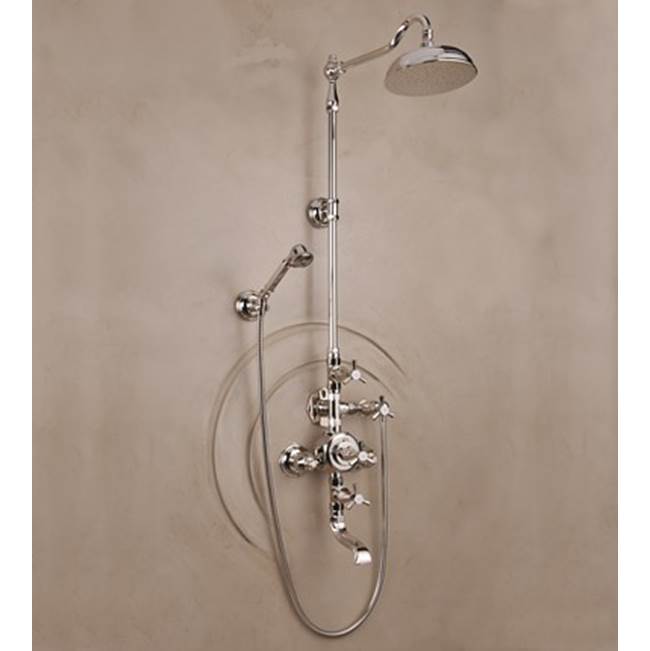 Herbeau ''Monarque'' Exposed Thermostatic Tub and Shower Set in Weathered Brass