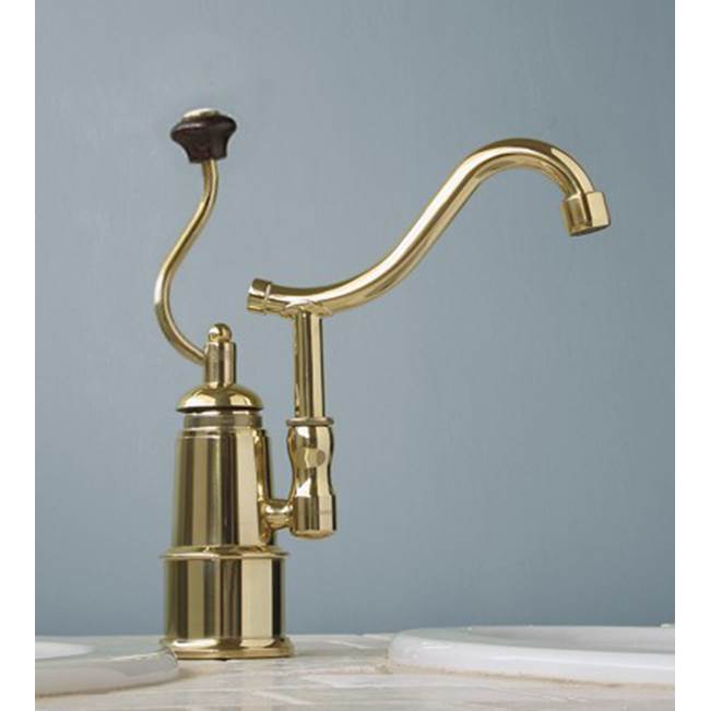 Herbeau ''De Dion'' Single Lever Mixer with Ceramic Disc Cartridge in Wooden Handle, Polished Brass