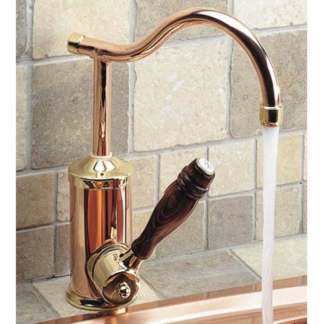 Herbeau ''Flamande'' Single Lever Mixer with Ceramic Disc Cartridge in White Handles, Polished Copper and Brass