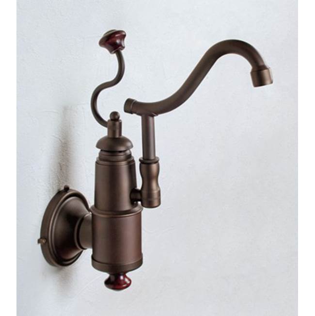 Herbeau ''De Dion'' Wall Mounted Single Lever Mixer with Ceramic Disc Cartridge in White Handle, Weathered Copper and Brass