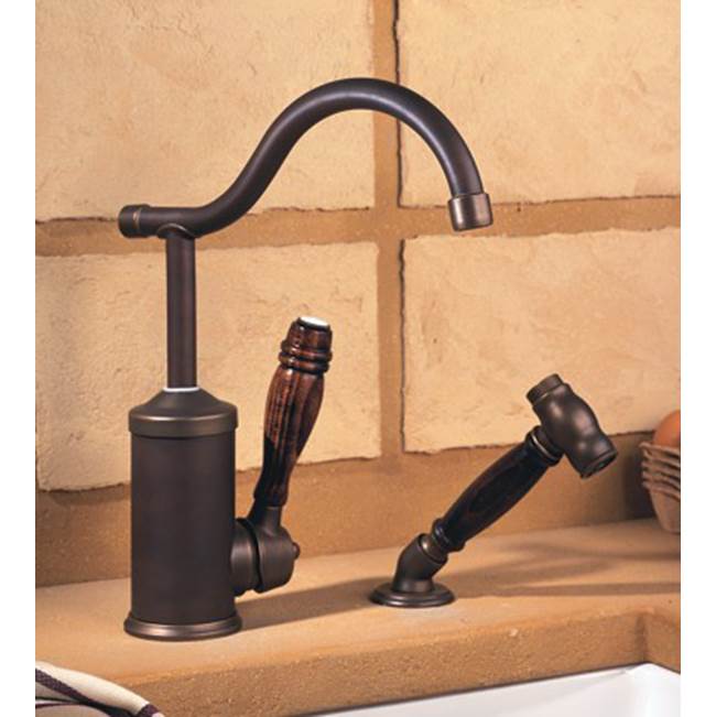 Herbeau ''Flamande'' Single Lever Mixer with Ceramic Cartridge and Handspray in Wooden Handle,Solibrass