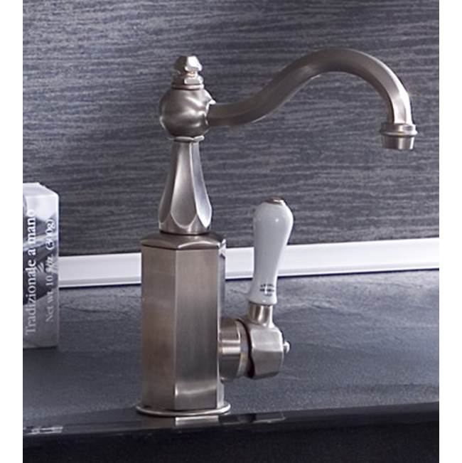 Herbeau ''Monarque'' Single Lever Mixer With Ceramic Cartridge in White Handle, Polished Nickel