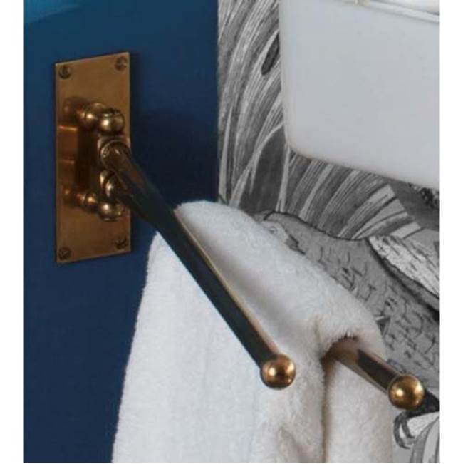 Herbeau ''Art Deco'' Swivel Double Arm Towel Bar in French Weathered Brass