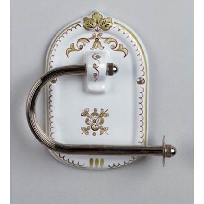 Herbeau Toilet Tissue Holder in Choice of any Handpainted Pattern, Old Silver Roller Bar