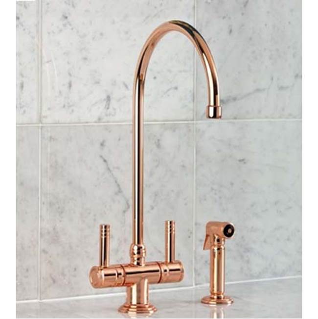 Herbeau ''Lille'' Single Hole Kitchen Mixer with Handspray in French Weathered Brass