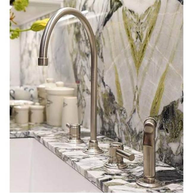 Herbeau ''Lille'' 4-Hole Deck Mounted Kitchen Mixer with Handspray in Satin Nickel