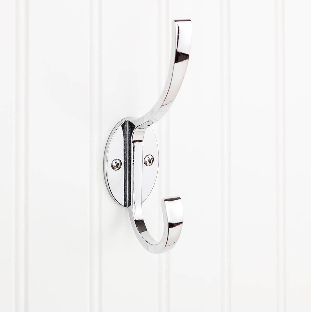 Hardware Resources 5-7/8'' Polished Chrome Flared Transitional Double Prong Wall Mounted Hook