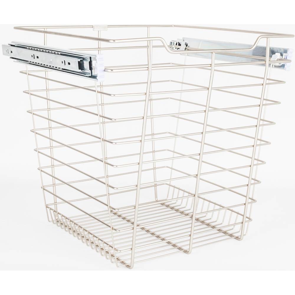 Hardware Resources Satin Nickel Closet Pullout Basket with Slides 14''D x 17''W x 17''H