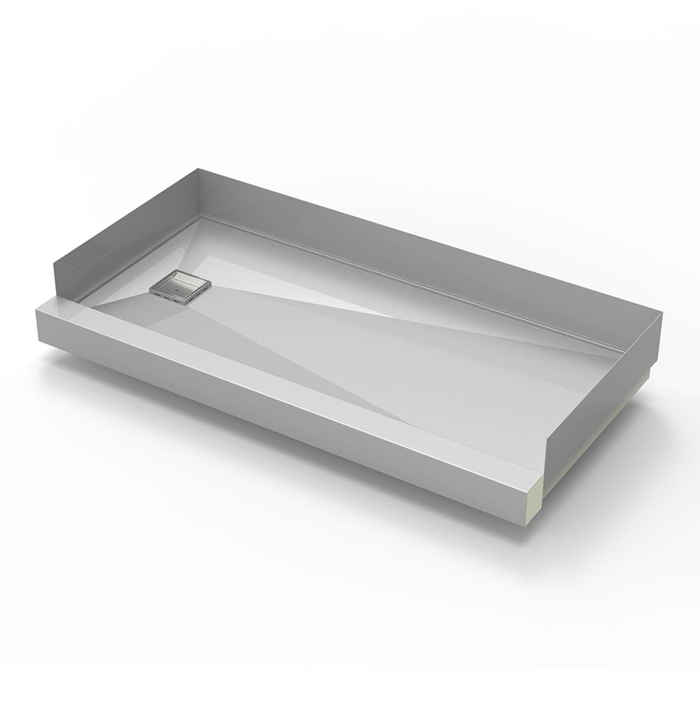 Infinity Drain 30''x 60'' Stainless Steel Shower Base with Tile Insert Left Drain location in Satin Stainless