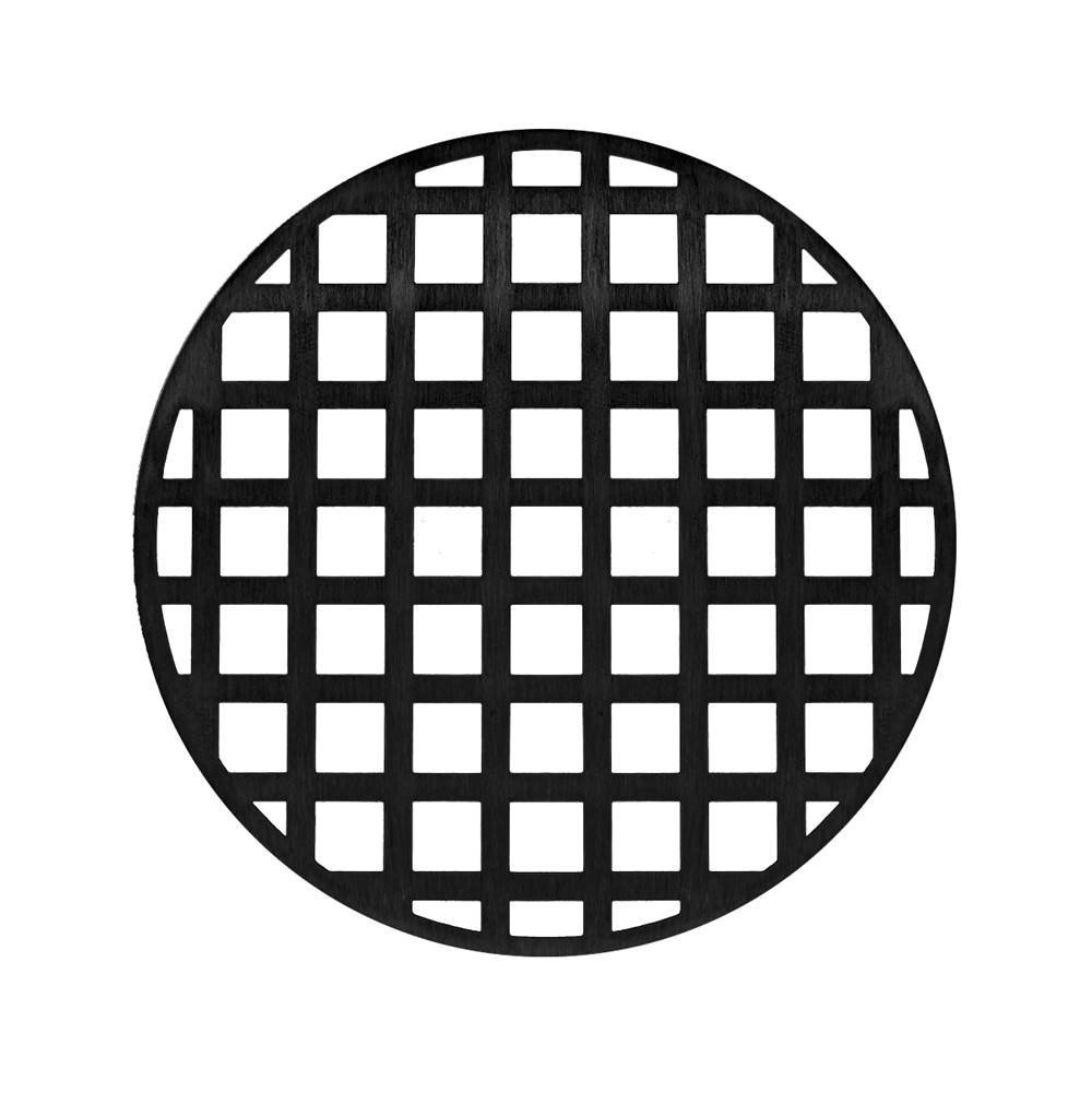 Infinity Drain 5'' Round Squares Pattern Decorative Plate for RQ 5, RQD 5, RQDB 5 in Matte Black