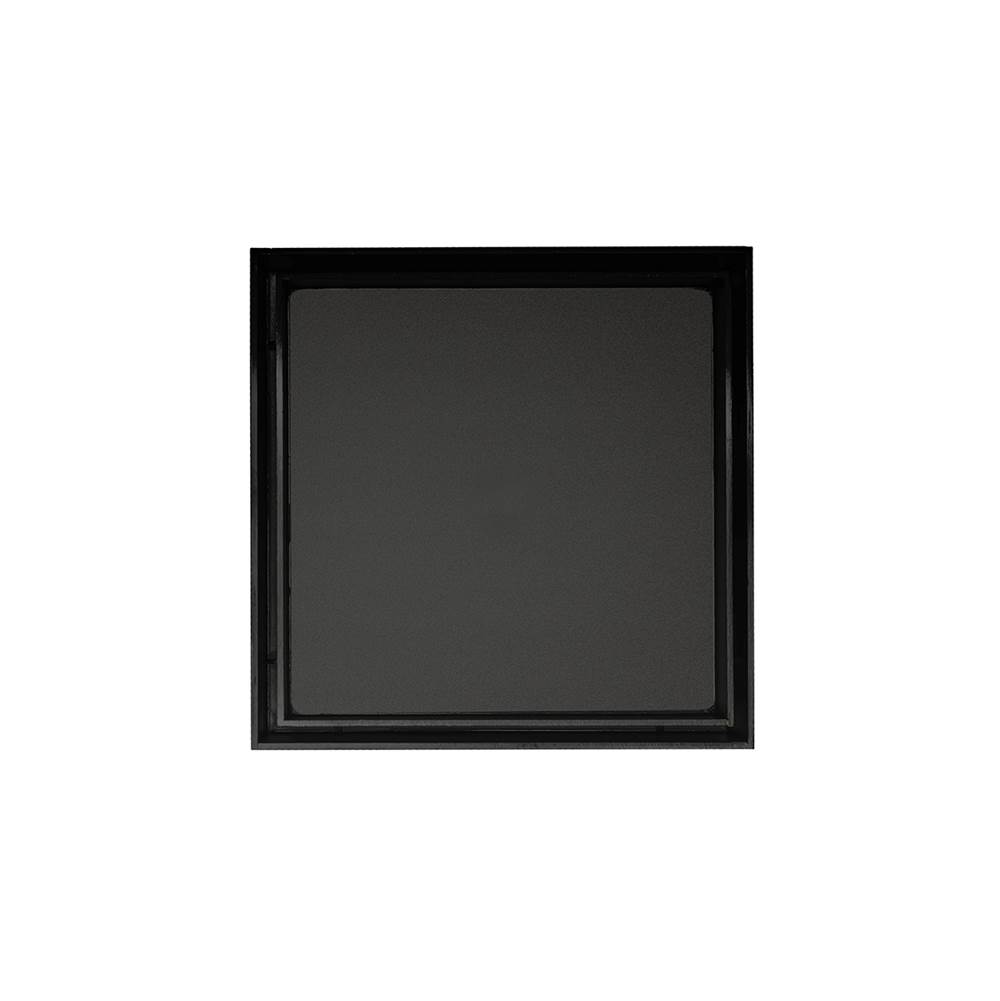 Infinity Drain 5'' x 5'' TD 15 Tile Insert Complete Kit in Matte Black with Cast Iron Drain Body, 2'' No Hub Outlet