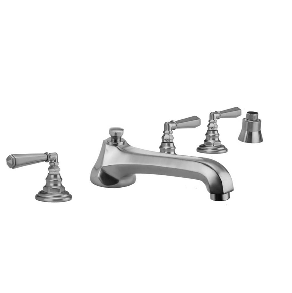 Jaclo Westfield Roman Tub Set with Low Spout and Hex Lever Handles and Straight Handshower Mount