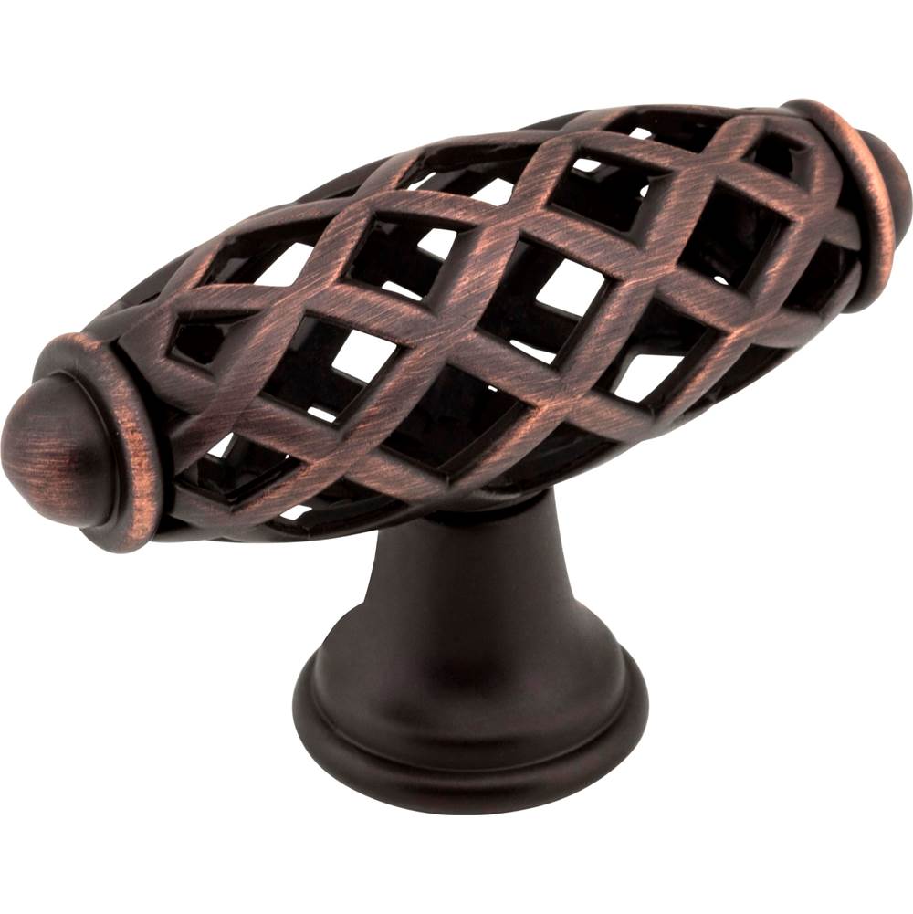 Jeffrey Alexander 2-5/16'' Overall Length Brushed Oil Rubbed Bronze Birdcage Tuscany Cabinet ''T'' Knob