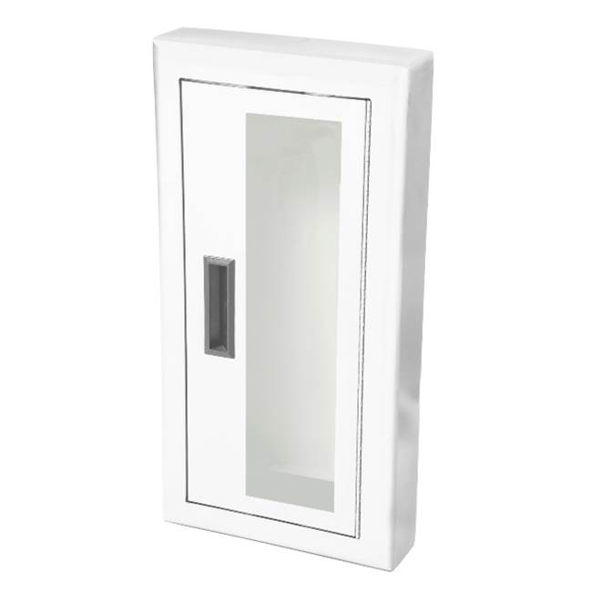 JL Industries Ambassador Series Steel Cabinet with Full Clear Acrylic Window & 4'' Rolled Trim, Semi-Recessed 6'' Depth
