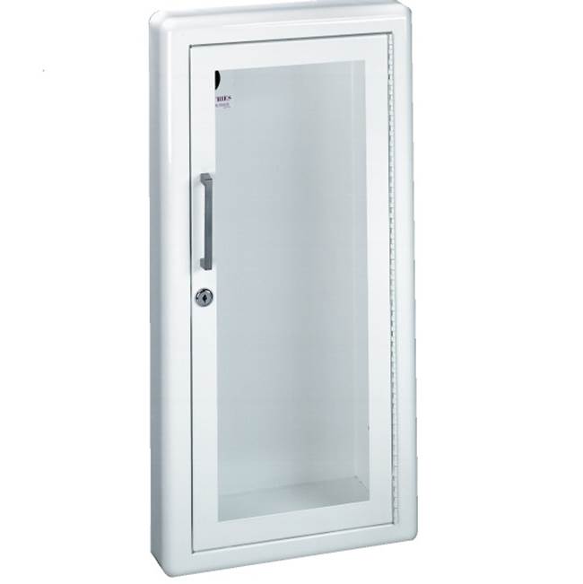 JL Industries Ambassador Series Steel Cabinet with Full Clear Acrylic Window, 4.5'' Rolled Trim & SAF-T-LOK, Semi-Recessed 5.5'' Depth