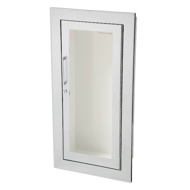 JL Industries Academy Series Aluminum Cabinet with Full Clear Acrylic Window & Flat Trim & SAF-T-LOK, Fully Recessed, 5.5'' Depth