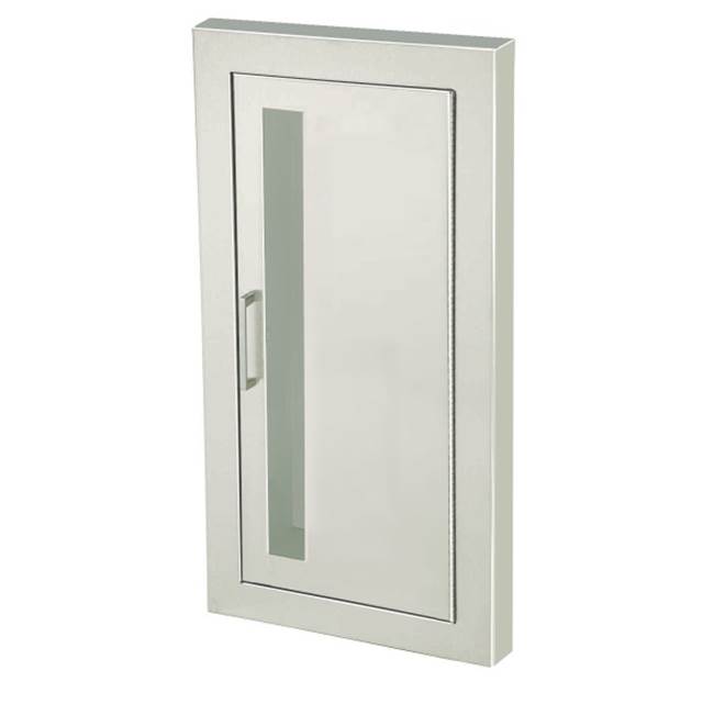 JL Industries Cosmopolitan Series Stainless Steel Cabinet with Vertical Acrylic Window & 1.5'' Square Trim, Semi-Recessed. 6'' Depth