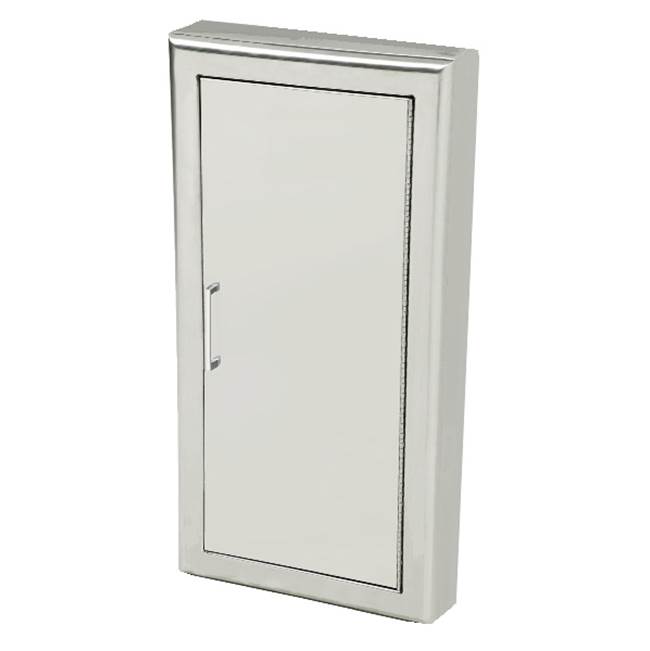JL Industries Cosmopolitan Series Stainless Steel Cabinet with Solid Door & 3'' Rolled Trim, Semi-Recessed. 6'' Depth