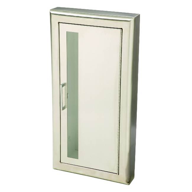 JL Industries Cosmopolitan Series Stainless Steel Cabinet with Vertical Acrylic Window & 3'' Rolled Trim, Semi-Recessed. 6'' Depth