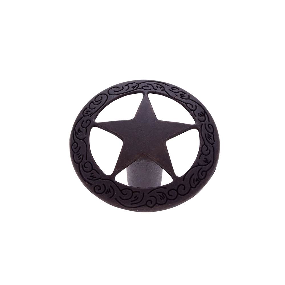 JVJ Hardware Lone Star Collection Oil Rubbed Bronze Finish 1-7/16'' Medium Star Knob with Braided Edge, Composition Zamac