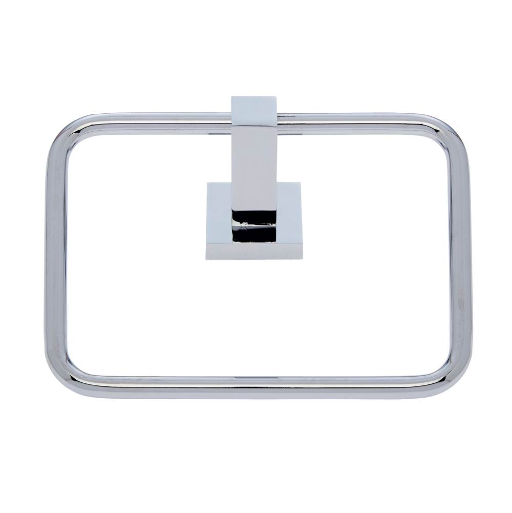 JVJ Hardware Milan Series Polished Chrome Finish Squared Towel Ring, Composition Zinc & Stainless Steel