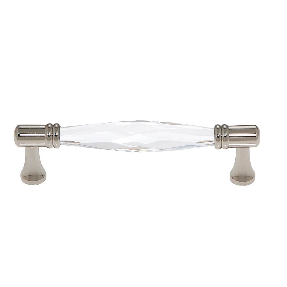 JVJ Hardware Pure Elegance Collection Polished Nickel Finish 96 mm c/c Faceted 31 percent Leaded Crystal Pull, Composition Leaded Crystal and Solid Brass