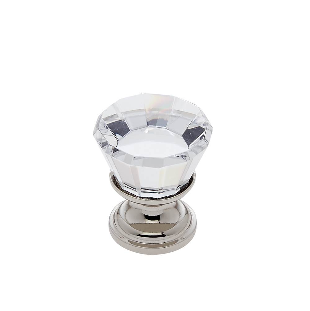 JVJ Hardware Pure Elegance Collection Polished Nickel Finish 22 mm (7/8'') Flat Top 31 percent Leaded Crystal Knob, Composition Leaded Crystal and Solid Brass