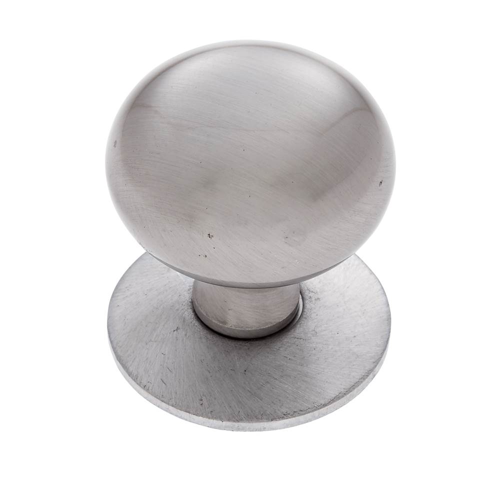 JVJ Hardware Classic Collection Satin Nickel Finish 1-1/4'' Plymouth Knob w/ Back Plate, Composition Solid Brass