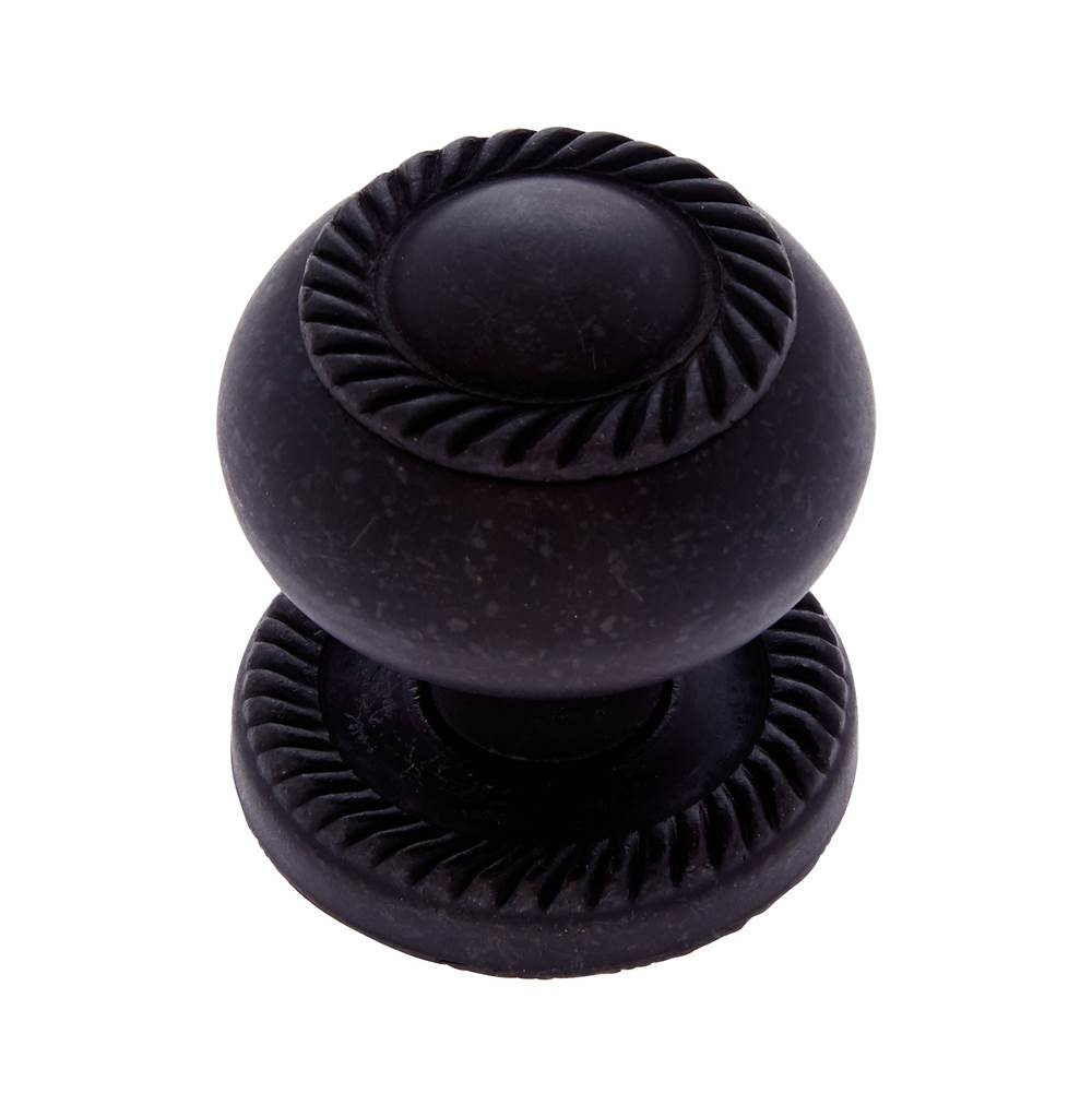 JVJ Hardware Classic Collection Oil Rubbed Bronze Finish 1-1/4'' Rope Knob w/ Back Plate, Composition Solid Brass