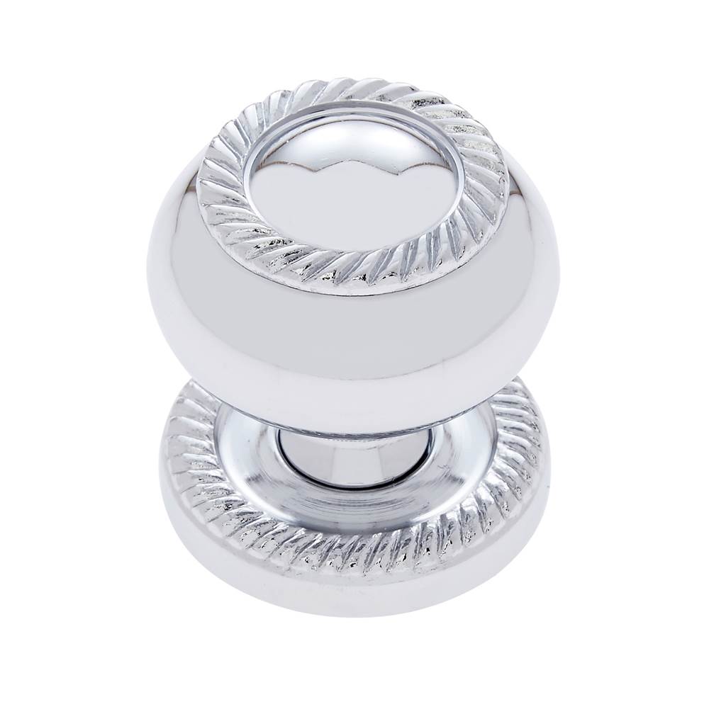 JVJ Hardware Classic Collection Chrome Finish 1-1/4'' Rope Knob w/Back Plate, Composition Solid Brass