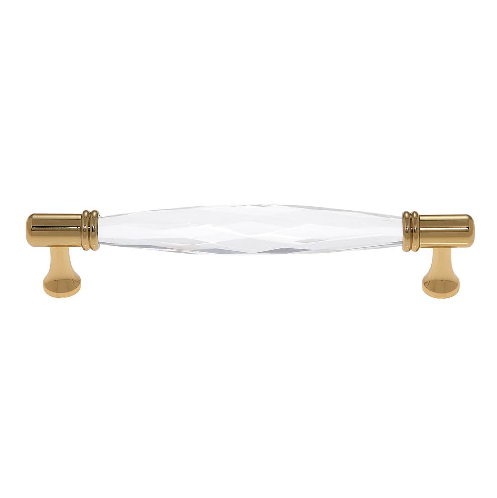 JVJ Hardware Pure Elegance Collection 24K Gold Plated Finish 160 mm c/c Faceted 31 percent Leaded Crystal Pull, Composition Leaded Crystal and Solid Brass