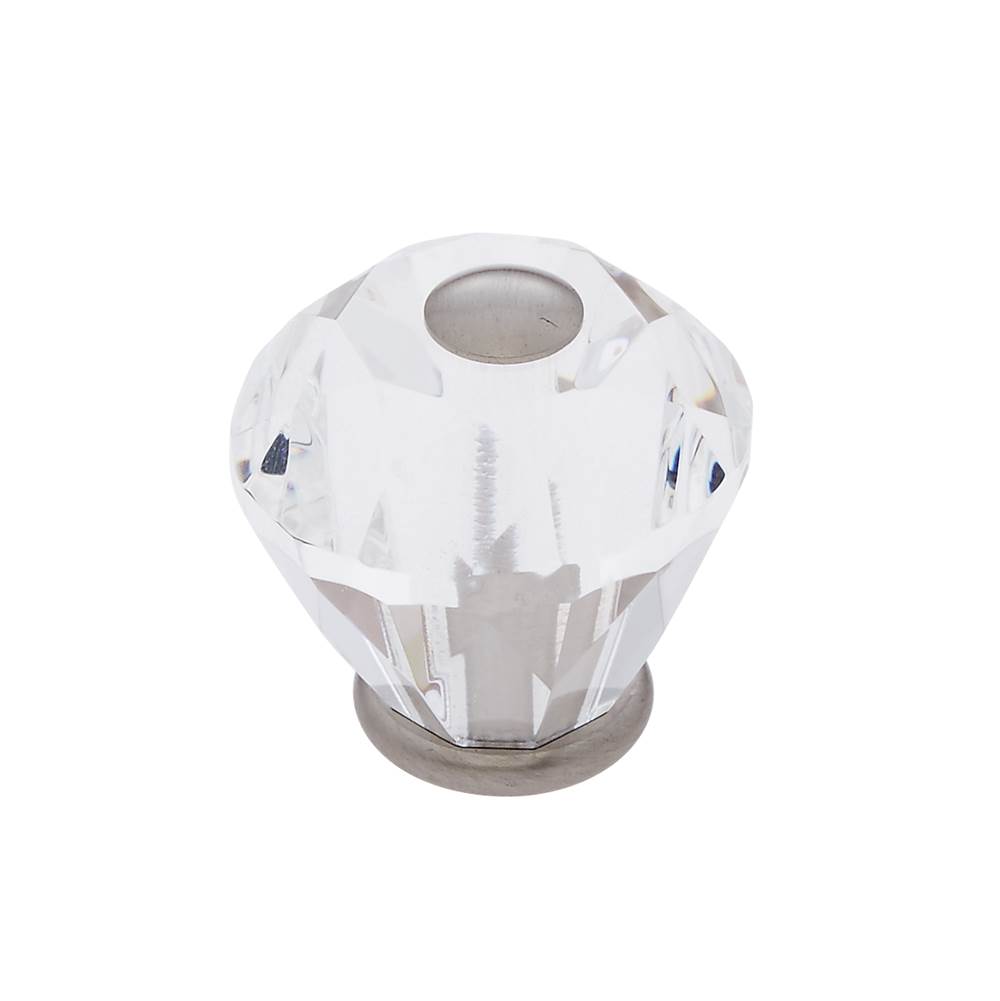 JVJ Hardware Pure Elegance Collection Satin Nickel Finish 30 mm (1-3/16'') Diamond Cut 31 percent Leaded Crystal Knob, Composition Leaded Crystal and Solid Brass